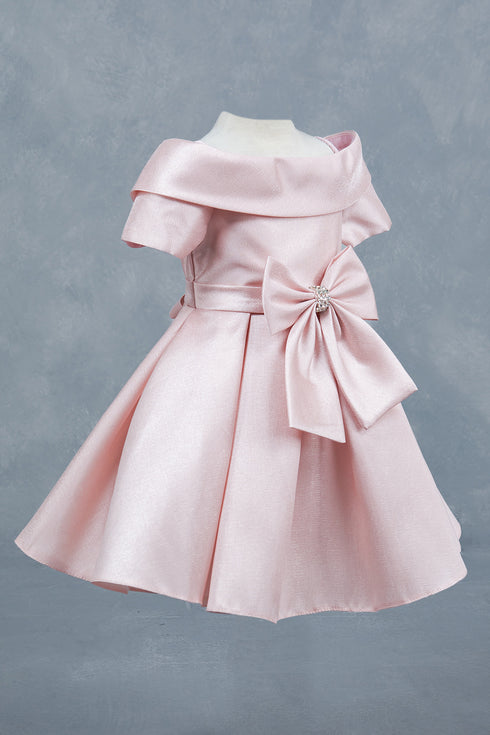 Baby Girls Off Shoulder Collar Bow Flower Girl Dress 6-24M
